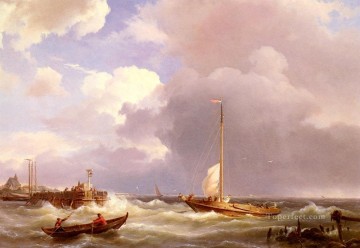 Boat Painting - Returning To The Sound Hermanus Snr Koekkoek seascape boat